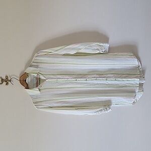 Cynthia Rowley Pastel Striped Linen Button Down Tunic Shirt Size Small